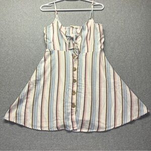 Ocean Drive Women’s Mini Dress Tank Sleeveless Button Stripe Cut Out size M